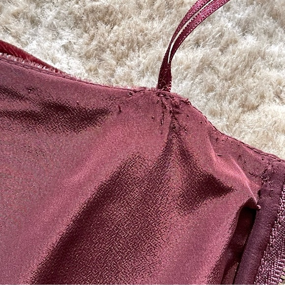 Ulla Johnson Elisa One Shoulder Bow Velvet Midi Dress Puce Dark Cherry Red Sz 4 - Picture 13 of 14